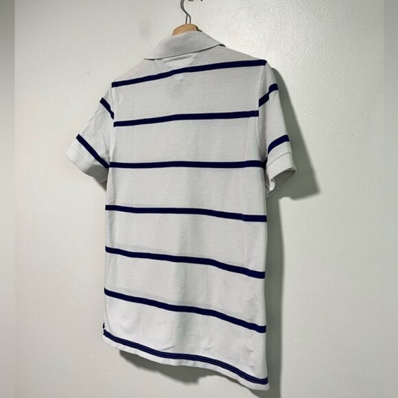 Tommy Hilfiger Men’s Small White & Navy Striped Polo Shirt - Performance Pique - Picture 10 of 12